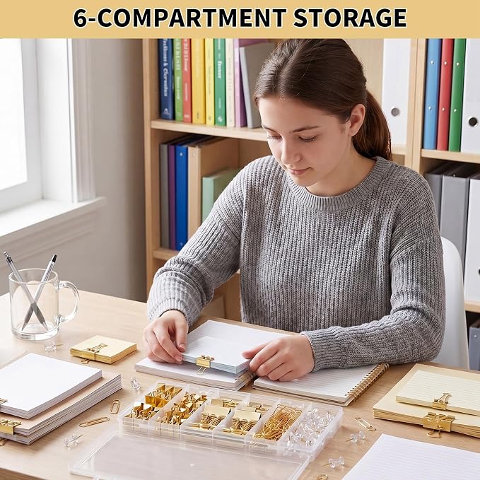 BESARME Gold Paper Clips and Binder Clips Set - Image 6