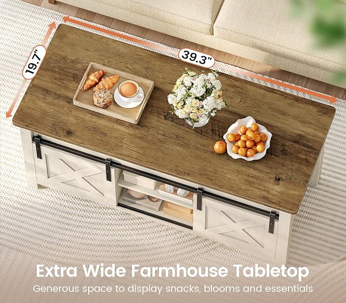 SEDETA Lift Top Coffee Table, Farmhouse Lift Tabletop Dining Table, Gas Spring - Image 5