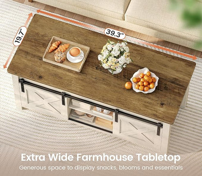 SEDETA Lift Top Coffee Table, Farmhouse Lift Tabletop Dining Table, Gas Spring - Image 5