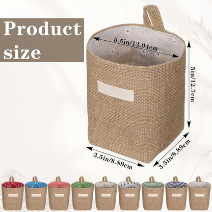 9 Pcs Mini Wall Hanging Storage Bags, Cotton Linen Mini Wall Hanging Storage - Image 3
