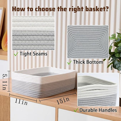 Large Shallow Organizing Baskets 15x11x5.1 Inches - Image 2