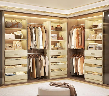 Aheaplus Closet System with 12 Drawers, 8.5-11.5Ft Wood Closet Organizer System - Image 3