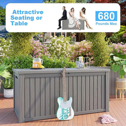 180 Gallon Deck Box, Resin Outdoor Storage Box - Image 3