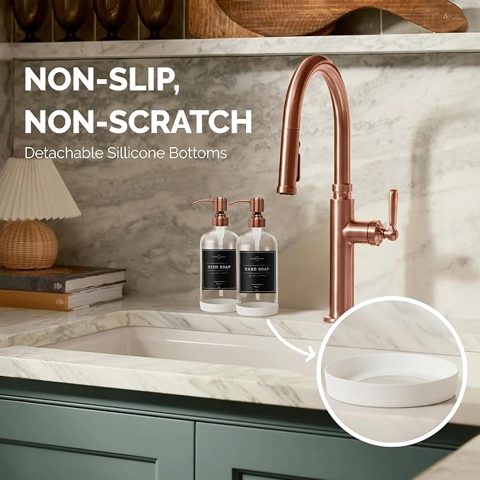 Vine Creations Clear Glass Soap Dispenser, 2 Pack Kitchen Soap Dispenser Set - Image 3