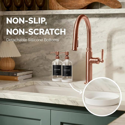 Vine Creations Clear Glass Soap Dispenser, 2 Pack Kitchen Soap Dispenser Set - Image 3