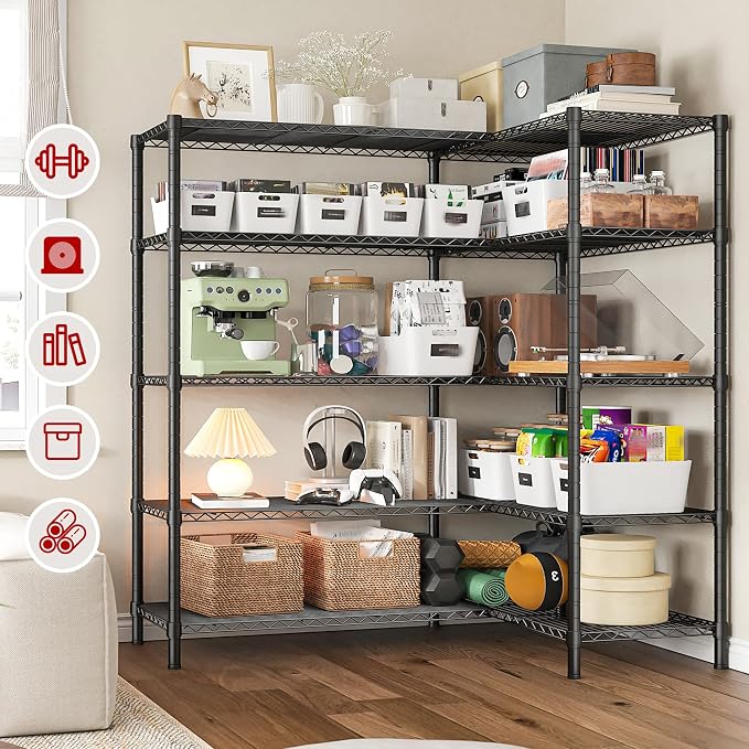 REIBII 5 Tier Wire Shelving Storage Shelves Loads 1430LBS, 2 Pack - Image 6