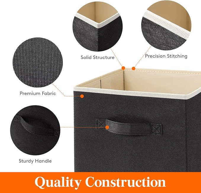 Lifewit Storage Cubes, 13 Inch Organizer Bins, 36L Black, 12 Packs | Foldable - Image 3