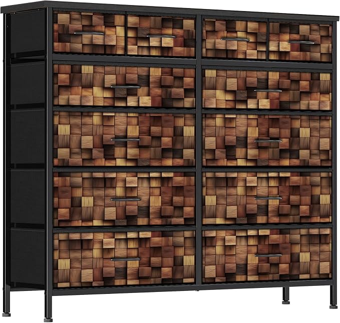 TV Stand Dresser for Bedroom, Tall Fabric Drawer Dresser, Chest of Drawers by VASICAR