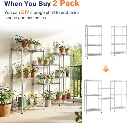 4-Tier Wire Shelf Metal Rack, Narrow Wire Shelving Unit, Small Wire Shelf | - Image 6
