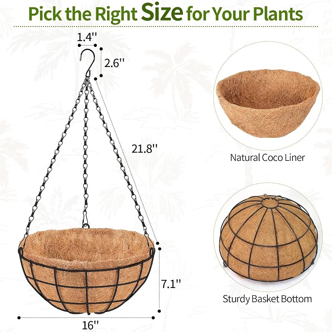 16" Large Hanging Baskets for Plants Outdoor - Image 3