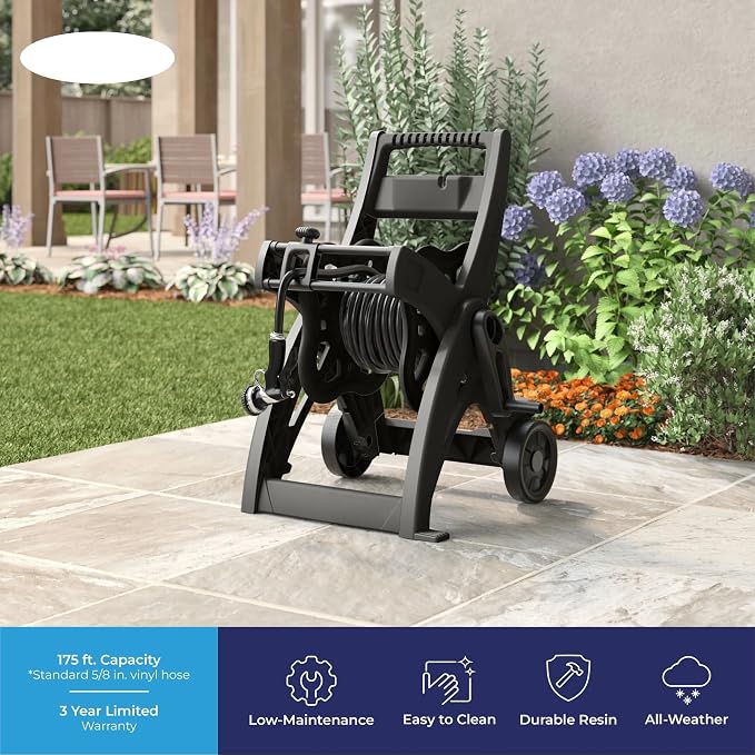 175FT Hose Reel Cart, Garden Water Hose Reel - Image 3