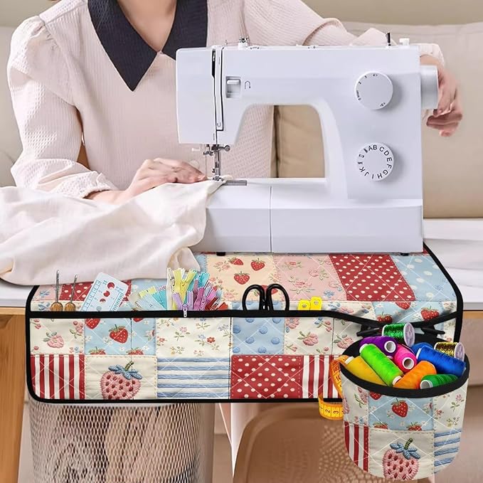 Strawberry Patchwork Sewing Machine Mat Sewing Machine Carrying Pad Reduce - Image 4