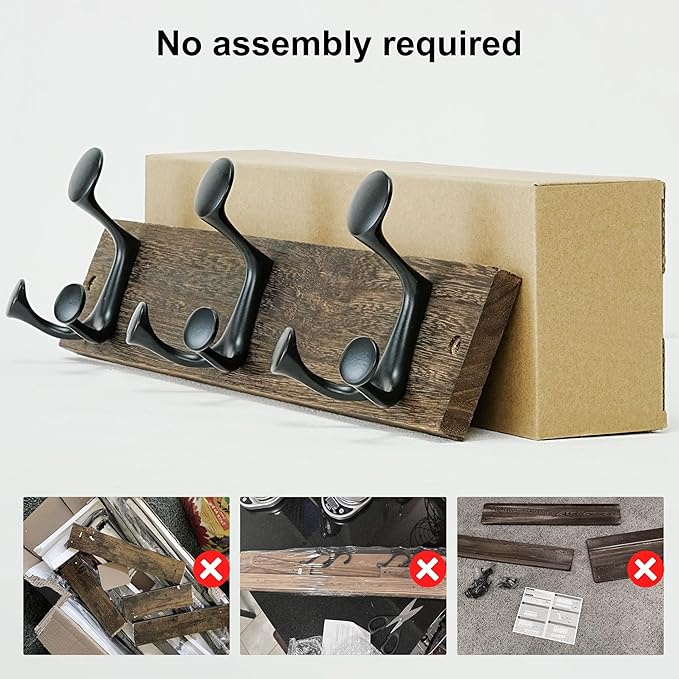 SKOLOO 17-Inch Wood Burnt Coat Rack Wall Mount - Image 3
