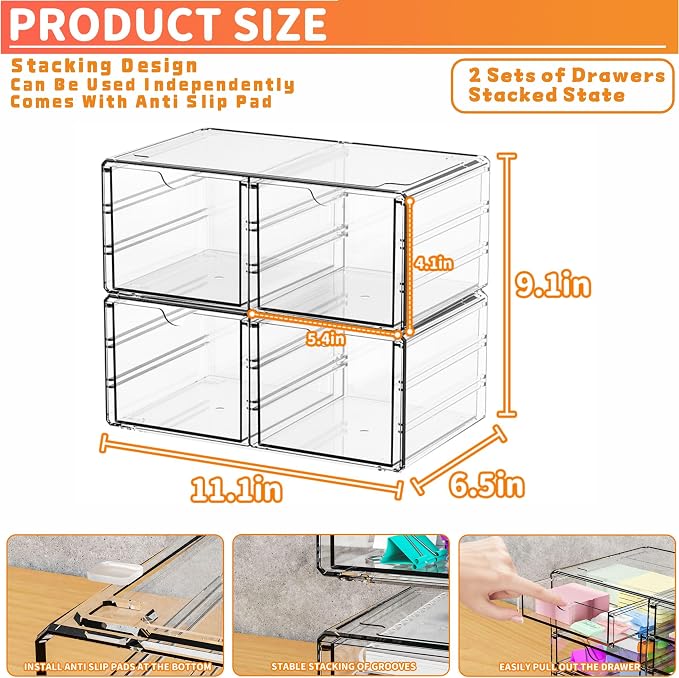 2 Pack Acrylic Storage Drawers - Image 3