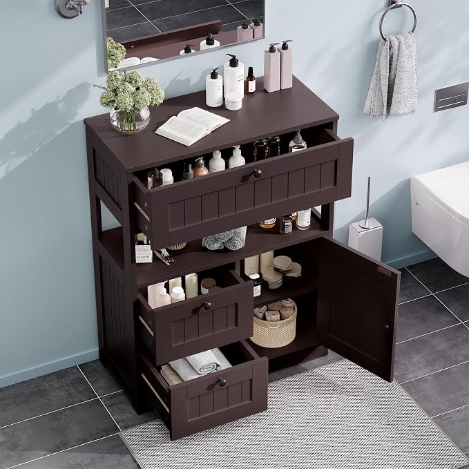 GRUSIGN Bathroom Cabinet, Modern Bathroom Floor Storage Cabinet Organizer - Image 4