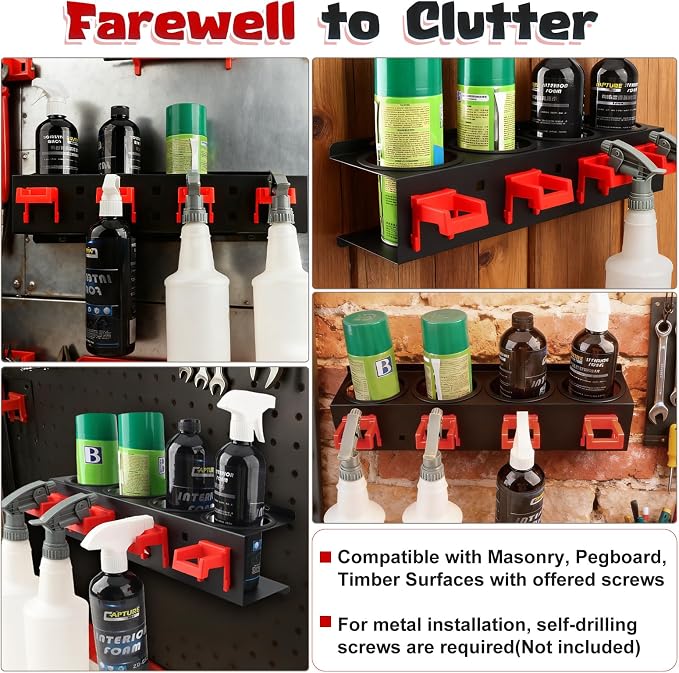 2 Pack Spray Bottle Holder Wall Mount, Carbon Steel Heavy-Duty Car Detailing - Image 9