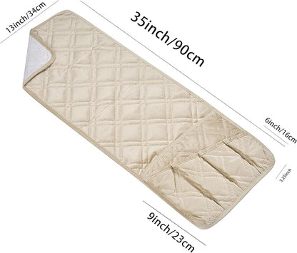 Brilliant Sunshine Beige Velvet Couch Armrest 5 Pockets Organizer, Slip - Image 2
