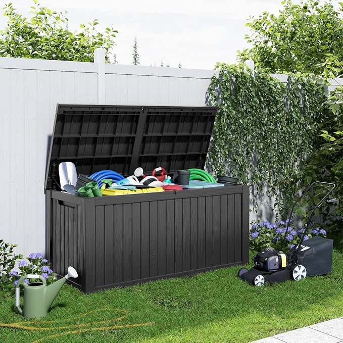 200 Gallon Resin Deck Box, Lockable Patio Outdoor Storage Box - Image 4