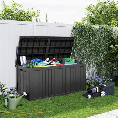 200 Gallon Resin Deck Box, Lockable Patio Outdoor Storage Box - Image 4