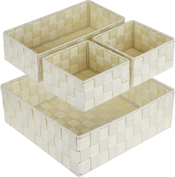Posprica Woven Storage Baskets for Organizing, Small Black Baskets Cube Bin by Posprica