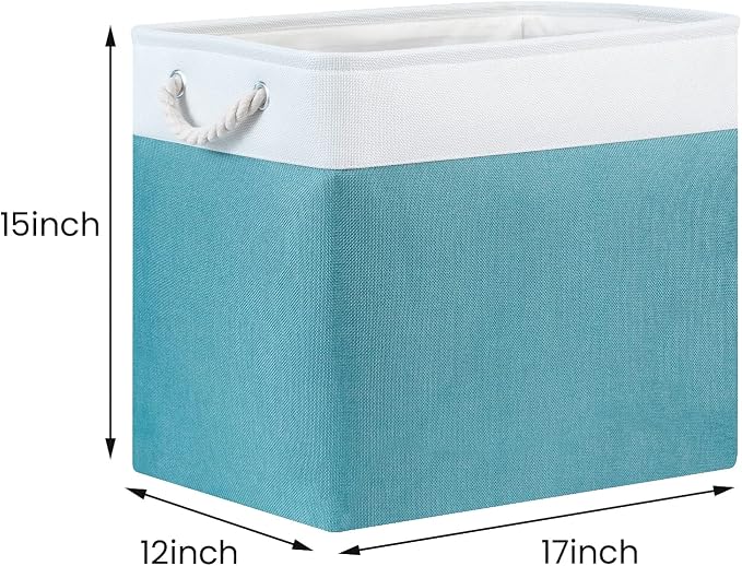 Bidtakay Storage Baskets Extra Large 17x12x15 In Teal Blue Nursery Toy Baskets - Image 8