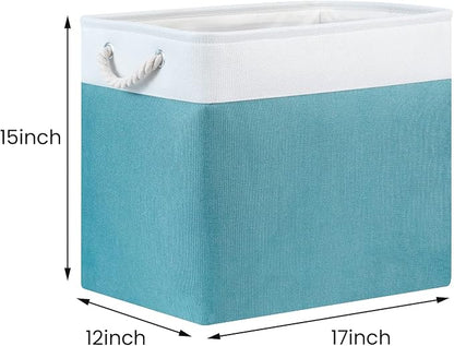 Bidtakay Storage Baskets Extra Large 17x12x15 In Teal Blue Nursery Toy Baskets - Image 8