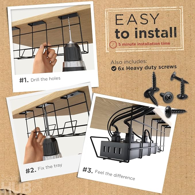 Compact Under Desk Cable Management Tray - Image 2