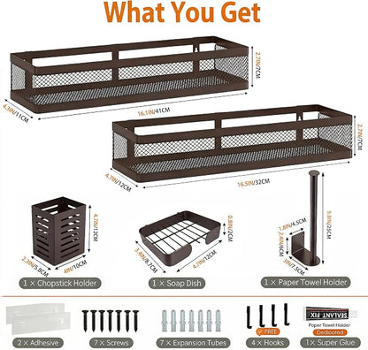 PUSDON 5-in-1 16.5" Extra Long Slim Wall Mount Wrapped Mesh Kitchen Organizer & - Image 2