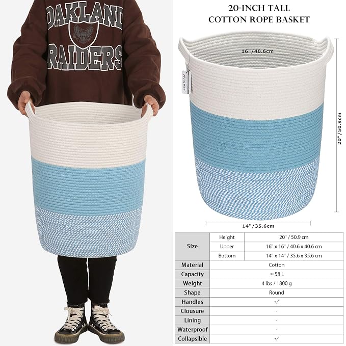 Sea Team Large Size Cotton Rope Woven Storage Basket - Image 6