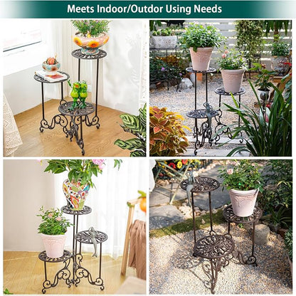 Sungmor Heavy Duty Cast Iron Plant stand, 3 Tier Foldable Metal Plant Shelf - Image 7