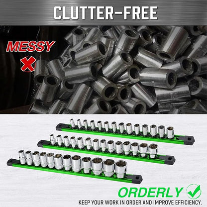 ALOANES 6-Piece Magnetic Socket Organizer, Heavy Duty Aluminum Socket Rails - Image 6