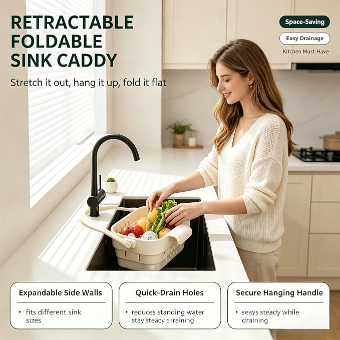 Foldable Hanging Sink Drain Basket, Stretchable Kitchen Sink Strainer, 2026 - Image 5