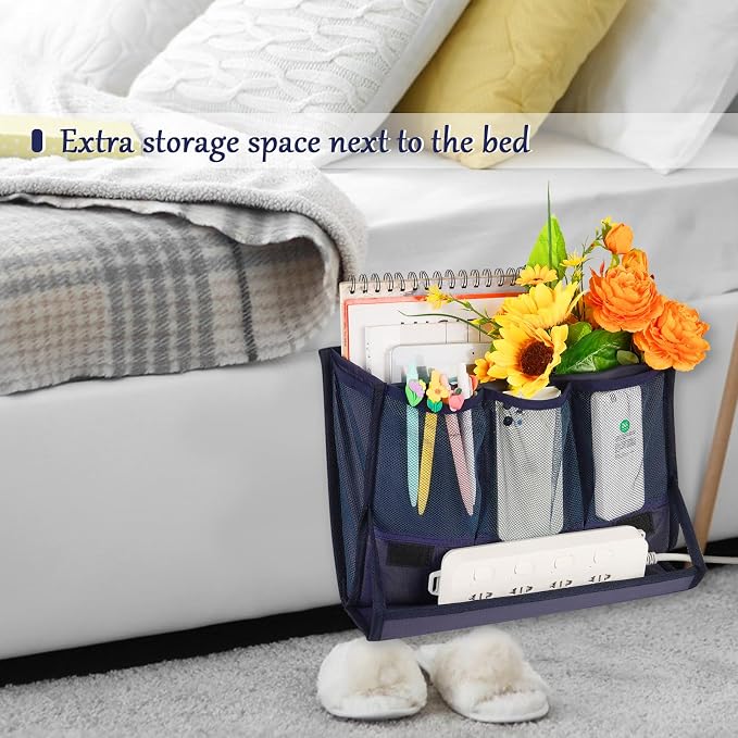 Bedside Storage Organizer with Power Strip Holder and Adjustable Straps Bed - Image 3
