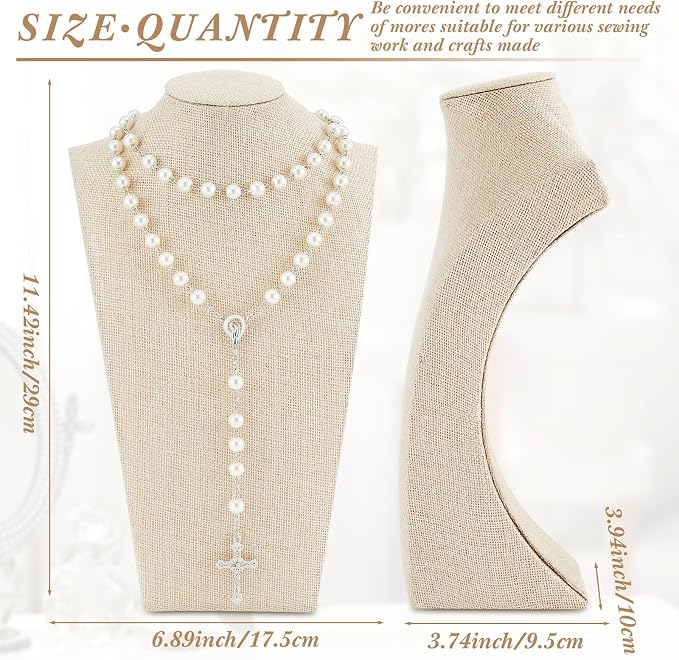 Kigley 9 Pcs Linen Necklace Display Bust Jewelry Holder Necklace Retail - Image 2