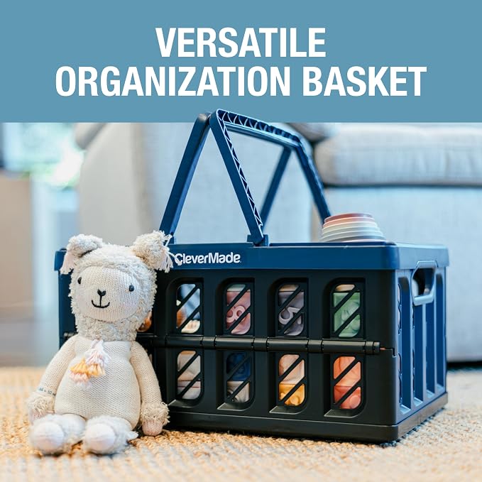 CleverMade Collapsible Shopping Basket, 3PK - 24L Reusable Plastic Grocery - Image 5