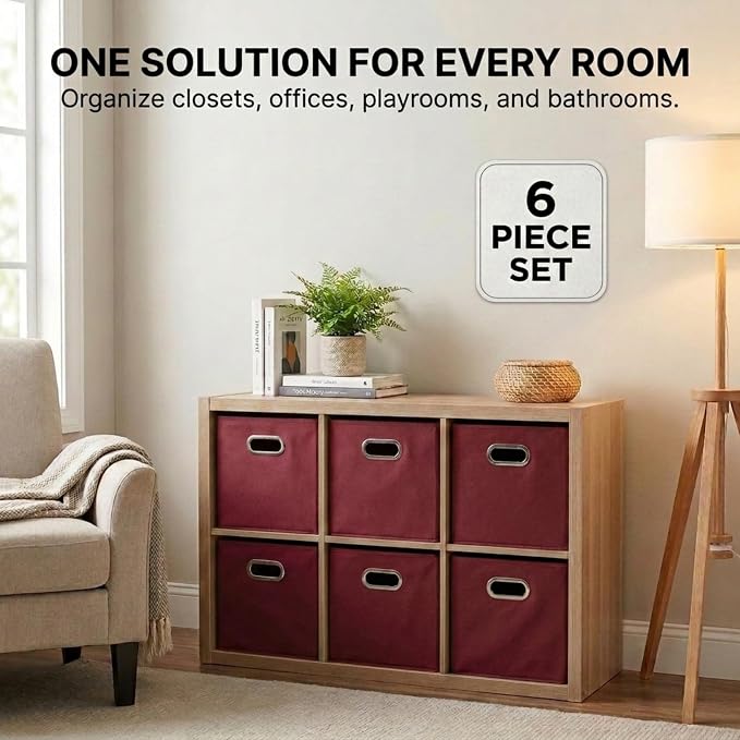 Household Essentials Fabric Storage Bins 6 Piece Set - Image 9