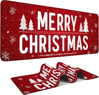 Merry Christmas Gaming Mouse Pad 31.5"x11.8"Desk Mat Anti-Slip Rubber Base & by ANNAQUEEN