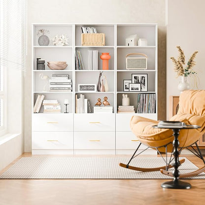 Cozy Castle 74.1'' Bookshelf, Tall Bookcase - Image 6