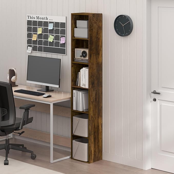 Furinno PASIR Book Shelf, 6-Tier Bookcase, Tall Standing Bookshelf, Open by Furinno-FitsYourSpaceFitsYourBudget