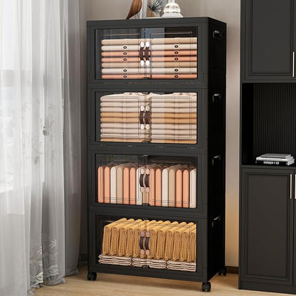Storage Bins with Lids and Wheels, Collapsible Bathroom Storage Cabinet with by Unknown