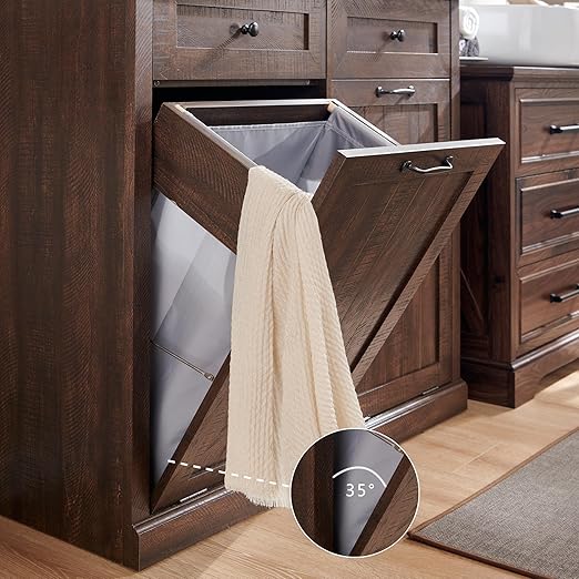Double Tilt Out Trash Cabinet, 20 Gallon Farmhouse Laundry Hamper Cabinet - Image 5