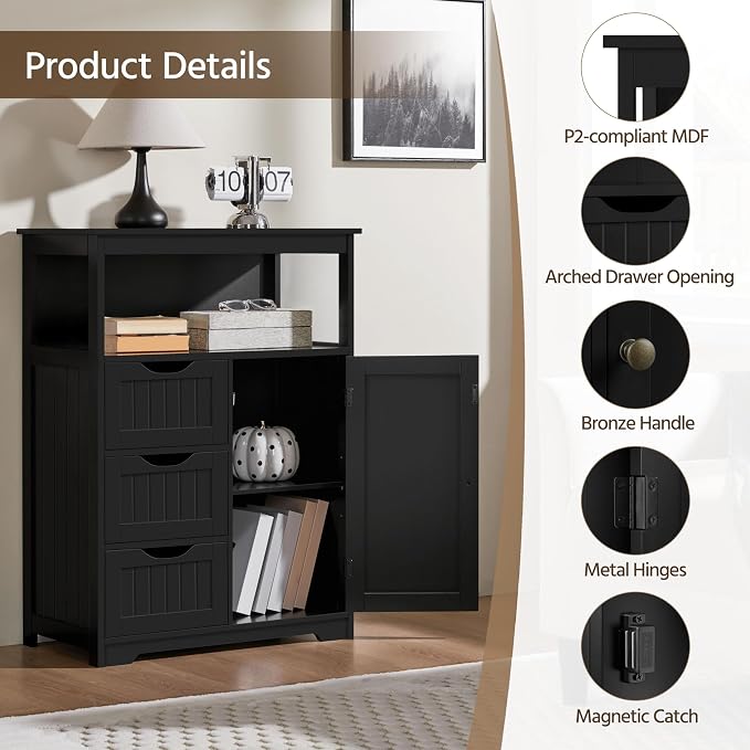 Yaheetech Large Freestanding Bathroom Storage Cabinet - Image 5