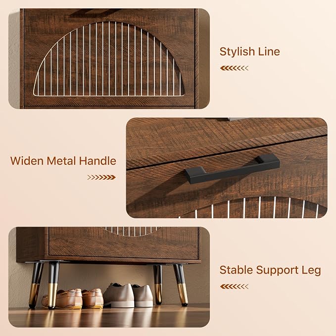 Farmhouse Shoe Cabinet Storage for Entryway, Slim Shoe Rack Cabinet - Image 5