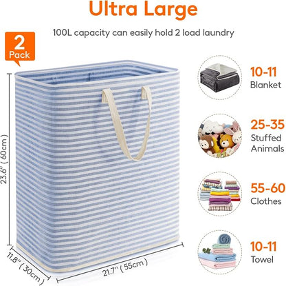 Lifewit 2 Pack Laundry Basket 100L Each, Collapsible Clothes Hamper - Image 4