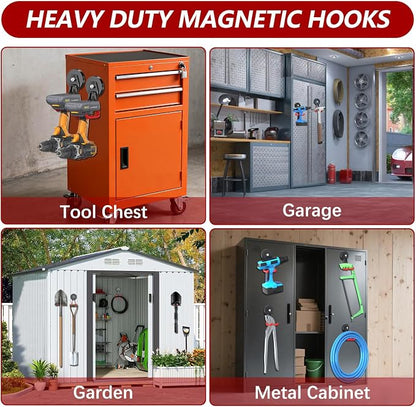 3-H Heavy Duty Magnet Garage Hooks 4 Pack, Large Strong Magnetic Hooks - Image 6