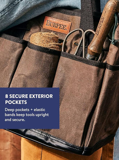 Burpee Waxed Canvas Garden Tool Tote | Heavy-Duty Tote Bag Storage Organizer - Image 3