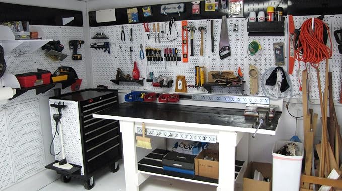 Wall Control Pegboard 32in x 16in White Metal Pegboard Tool Board Panel - Image 8