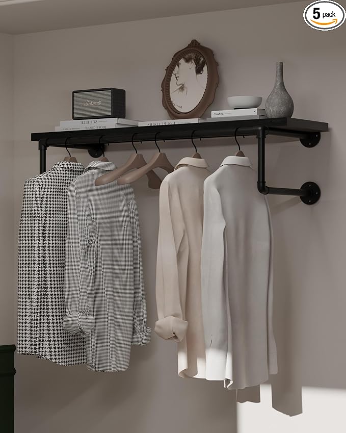 Clothes Rack 36in, Wall Mounted Garment Racks by INDUSTRIALSHELVESDESIGN