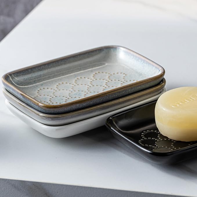 Gomakren Soap Dish for Shower, Ceramic Soap Dishes for Bar Soap Sponge - Image 9