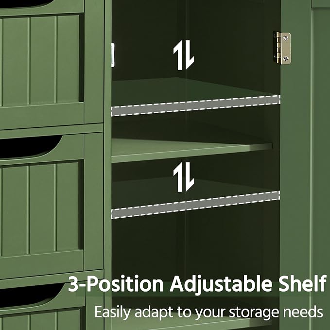 Yaheetech Wooden Bathroom Floor Cabinet, Side Storage Organizer Cabinet - Image 6